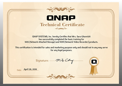 Qnap-Ghoreishi گواهینامه ها - پارت شبکه پرداز | Certificates - PartNetwork.Net