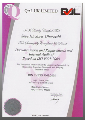 Sara-Ghoreishi-ISO-9001 گواهینامه ها